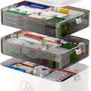 JWShang Medicine Organizer with Pill Box and Handle, Portable Large Capacity Medicine Storage Organizer with Moisture-Proof, Empty First Aid Box for Home, Dorm, Office, Travel (3-Tier)