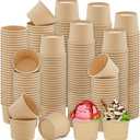 Ruisita 300 Packs Paper Ice Cream Cups 5 Ounce Disposable Soup Bowls Brown Dessert Bowls for Hot or Cold Food Party Supplies Treat Dessert Cups for Sundae Frozen Yogurt
