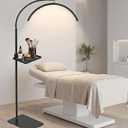 Half Moon LED Floor Light with Tool Tray for Lash Techs, Eyelash Extensions, Estheticians, Skincare, Nail Art, Tattoo Artists, Home & Office - Professional Shadow-Free Lamp | Dimmable (Black)