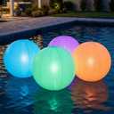 Floating Pool Light Ball, 12" Light Up Beach Ball, 4Pcs Waterproof LED Glow Balls with 8 Light Modes, Glow in The Dark Pool & Beach Decorations for Kids and Adults