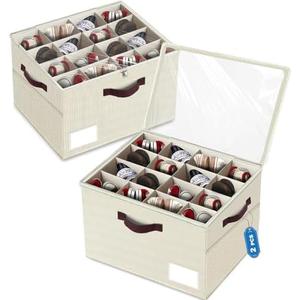 2 Pack Large Shoe Organizer for Closet, Adjustable Dividers Shoe Storage Bins Boxes, Foldable Shoe Holder Cube Containers with Clear Cover for Men’s Shoes, High Heel,Sneaker,Slippers,Boots(Beige)