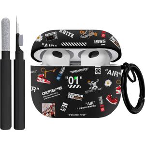 Compatible with Protective Cases Apple Airpods 3rd Generation Case Sports Basketball Football Shoe, TPU Soft Cover Rugged for Airpods 3 Case with Keychain for Women Men