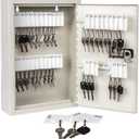 KYODOLED Key Storage Lock Box with Code, Locking Key Cabinet, 40 Key Holder Wall Mount with Combination Lock, Hooks & Tags Labels for Home, Office, Business, 2.5" D x 8.1" W x 12.1" H, White