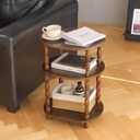 MaxSmeo Side Table, 3-Tier Small End Table, Modern Oval Night Stand Accent Table for Living Room, Bedroom, Rustic Brown