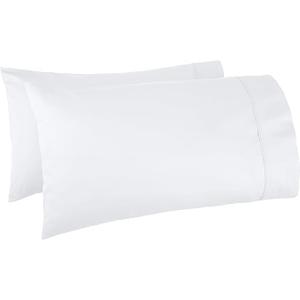 Amazon Basics 400 Thread Count Soft Cotton Pillow Case, King Size, 40" L x 20" W, Machine Washable, White - Set of 2, Pillows Not Included