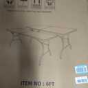 Set of 2 Folding Table 6 FT Lightweight Camping Table White Portable Plastic Rectangular Outdoor Dining Table Steel Legs Fold-in-Half with Carrying Handle for Indoor,Picnic,Party,Wedding,Events