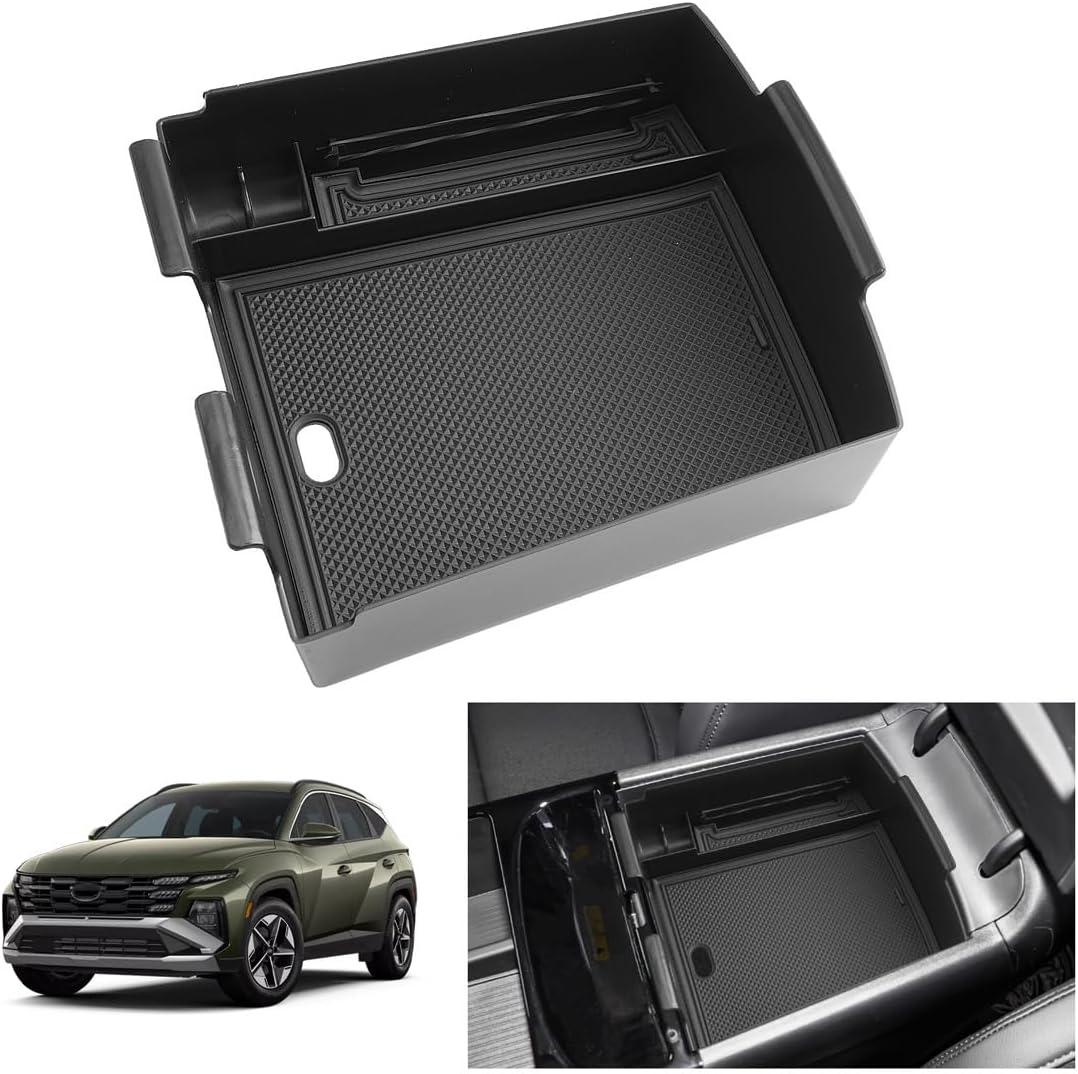 LUWU 2025 Tucson Accessories for 2025 Hyundai Tucson Hybrid Center Console Organizer Armrest Storage Box Armrest Console Organizer Insert Tray Black-trim(NOT FOR 2025 SEL/SE)