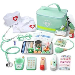 Liberry Doctor Kit for Toddlers Aged 3 4 5, Kids Dr Play Set with Real Stethoscope & Medical Bag, Pretend Play Toys for Boys Girls Birthday