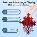 MISITU 1000 Pieces Jigsaw Puzzles for Adults Oil Painting Jigsaw Puzzles 1000-Pieces Puzzles Impossible Hard Difficult Challenging Puzzles for Teen Colourful Tree of Houses Puzzle 28 x 20 inch