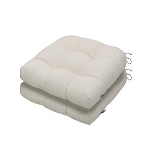 Magpie Fabrics 19"x19"x5" Tufted Seat Cushion 2 Pack, U-Shaped Patio Cushions with Ties, Outdoor/ Indoor Chair Pads Waterproof for Dining Garden Balcony Office - Cream Beige