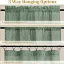 3 x Lecloud Wasa Sage Green Sheer Valance for Windows 14 Inch 2 Panels, Short Curtains for Small Windows, Voile Jacquard Textured Kitchen Cafe Valance, Bedroom Living Room Decor Curtains, 42 W x 14 L