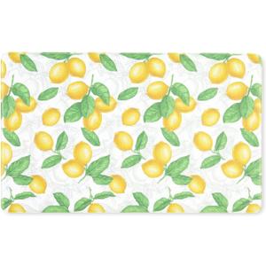 Martha Stewart Bloomfield Lots of Lemons Anti-Fatigue Kitchen Mat, White/Yellow, 18"x30" (30"L x 18"W x 0.4"Th)