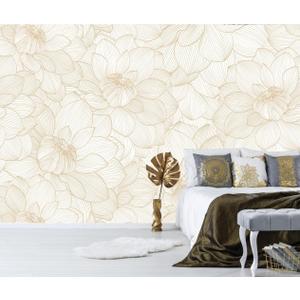Peony Floral Beige Wallpaper Mural Peel and Stick for Living Room and Bedroom 82"x57" (ZZ-013)