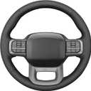 MEWANT Steering Wheel Covers for Ford F-150 2021-2023 / F-150 Lightning 2022-2023 Hand-Stitched F150 Steering Wheel Wrap (no stripe + black thread)