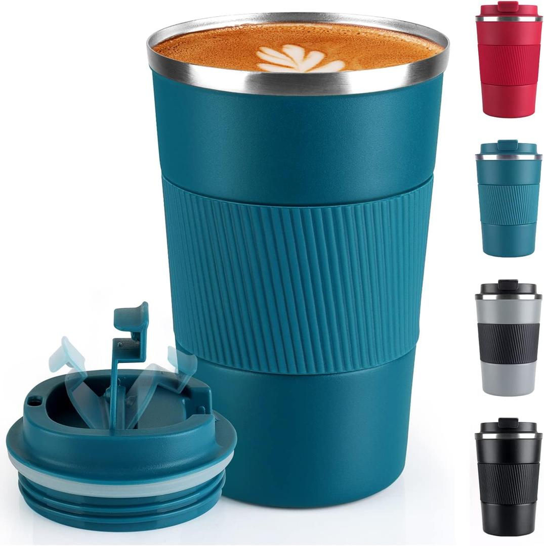 Coffee Mug 12oz - Insulated Travel Mug Spill Proof with Leakproof Lid Vacuum Stainless Steel Travel Coffee Mug Water Tumbler to GO, Reusable Coffee Cup for Men and Women for Hot & Cold Drinks (B-Blue,380ML)