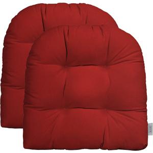 RSH DECOR: Sunbrella Tufted Wicker U-Shape Cushions Set of 2 | 19 x 19 | Water and Fade-Resistant Performance Fabric | Outdoor Seat Cushions for Patio Furniture | Canvas Jockey Red