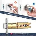 Adjustable Deadlatch 2-3/8" or 2-3/4", Privacy and Passage Door Lock 90 Turning Angle Replacement Latch, Door Latch with Strike Plate and Strike Box, Satin Nickel