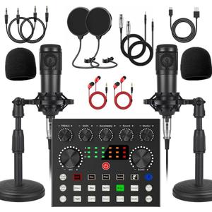 V8s for 2, V8s Voice Changer with BM-800 Podcast Microphone Bundle - Studio Condenser Microphone Perfect for Podcasting, Recording, Singing, Streaming and Gaming