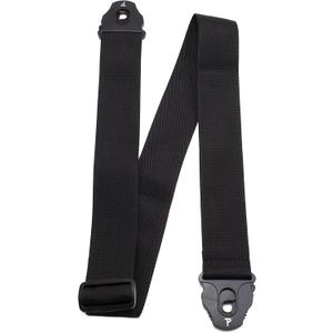 Perri's Leathers Ltd. - Nylon Guitar Strap with Lock Ends - Adjustable Guitar Strap from 39" to 58" for Electric, Acoustic, Bass Guitar - Black (NWSPL-7157)