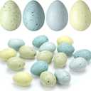 SiliFine 16 Pcs Easter Speckled Eggs 2.4 Inch Plastic Speckled Eggs Bowl, Vase Filler for DIY Spring Displays and Easter Decorations (Blue Tone)