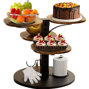  Uniqcovosa Cupcake Stand, 4 Tier Cupcake Tower Stand for 50 Cupcakes with Tiered Tray, 360° Rotatable Wooden Dessert Table Display Stands for Party Weddings Birthday Baby Shower