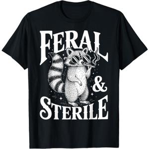 Feral & Sterile Raccoon Childfree Hysterectomy Vasectomy T-Shirt, Medium