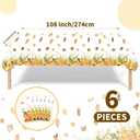 PARSUP 6PCS Thanksgiving Disposable Tablecloth Party Supplies, 108  54 inch, Autumn Theme Pumpkin Maple Leaves Tablecloth Plastic Waterproof Tablecover Decorations