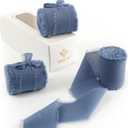 MEEDEE Dusty Blue Chiffon Ribbon - 2 Inch Frayed Ribbon Fringe for Crafts, Gift Wrapping, Wedding Invitation, Bridal Bouquet (3 Rolls 21 Yards)