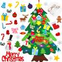 Suweor Upo Felt Christmas Tree Set for Toddlers Kids with Led String Light3.2ft Wall Hanging DIY Christmas Tree with Detachable Ornaments for Xmas Gifts Home Decoration