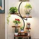 Plant Stand Indoor with Grow Lights, 8 Tiered Indoor Plant Shelf, 61" Tall Plant Stand for Indoor Plants Multiple, Metal Plant Flower Holder Stand, S-Shaped Plant Rack for Home, Patio (Black)