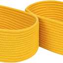 CubesLand Cube Shelf Closet Storage Baskets Bins Set 2,Woven Basket for Organizing/Storage,Long-lasting &Skin-friendly Toy Storage Basket Bin,Stylish Room Decor Basket,Yellow Cotton Rope Basket