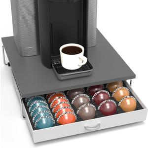 DecoBrothers Supreme Vertuoline Drawer, Holds with 30 Big or 60 Small Vertuoline Pods, Grey (60 pcs Capacity)