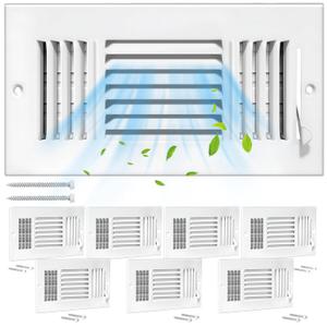 8 Pcs 14x8 Inch Air Vent Covers for Home Ceiling,3-Way Solid Metal Wall Vent Cover Ac Vent Ceiling Register,Return Air Vent Cover,Vent Grill for Wall (White,Interior Size 14 x 8)