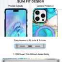 Lamcase for iPhone 14 Pro Case with Magnetic Invisible Ring Stand [Compatible with MagSafe], Full Body Rugged Slim Women Men Girl Shockproof Marble Pattern Design Case, Light Blue