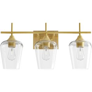 VONLUCE Bathroom Vanity Light, 3-Light Bathroom Light Fixture Over Mirror, Vanity Light Fixtures with Clear Glass, Modern Wall Sconce for Bathroom Bedroom Hallway Kitchen, Brushed Gold