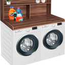 Royxen 2-Tier Washer Dryer Countertop,19.5" H Wood Washer and Dryer Topper with Shelf,Laundry Countertop Over Washer and Dryer, Universal Fit for Laundry Room Organization (Walunt, 54" WX27.5 D) (Walnut Color)