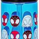 Zak Designs Sage Marvel Spider-Man Water Bottle For School or Travel, 16oz Durable Plastic Water Bottle With Straw, Handle, and Leak-Proof, Pop-Up Spout Cover (Spidey and His Amazing Friends)