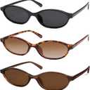 Retro Oval Cat Eye Sunglasses for Women Y2k Trendy Narrow Sunnies Designer Sun Glasses AR82253