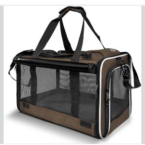 Pet Carrier for Large Cat Soft-Sided Animal Traveling Bag for Medium Cat up to 20lbs / Washable Small Dog Puppy 10 lbs Crate Case with Privacy Curtains for Home Outdoor Travel Mocha Brown