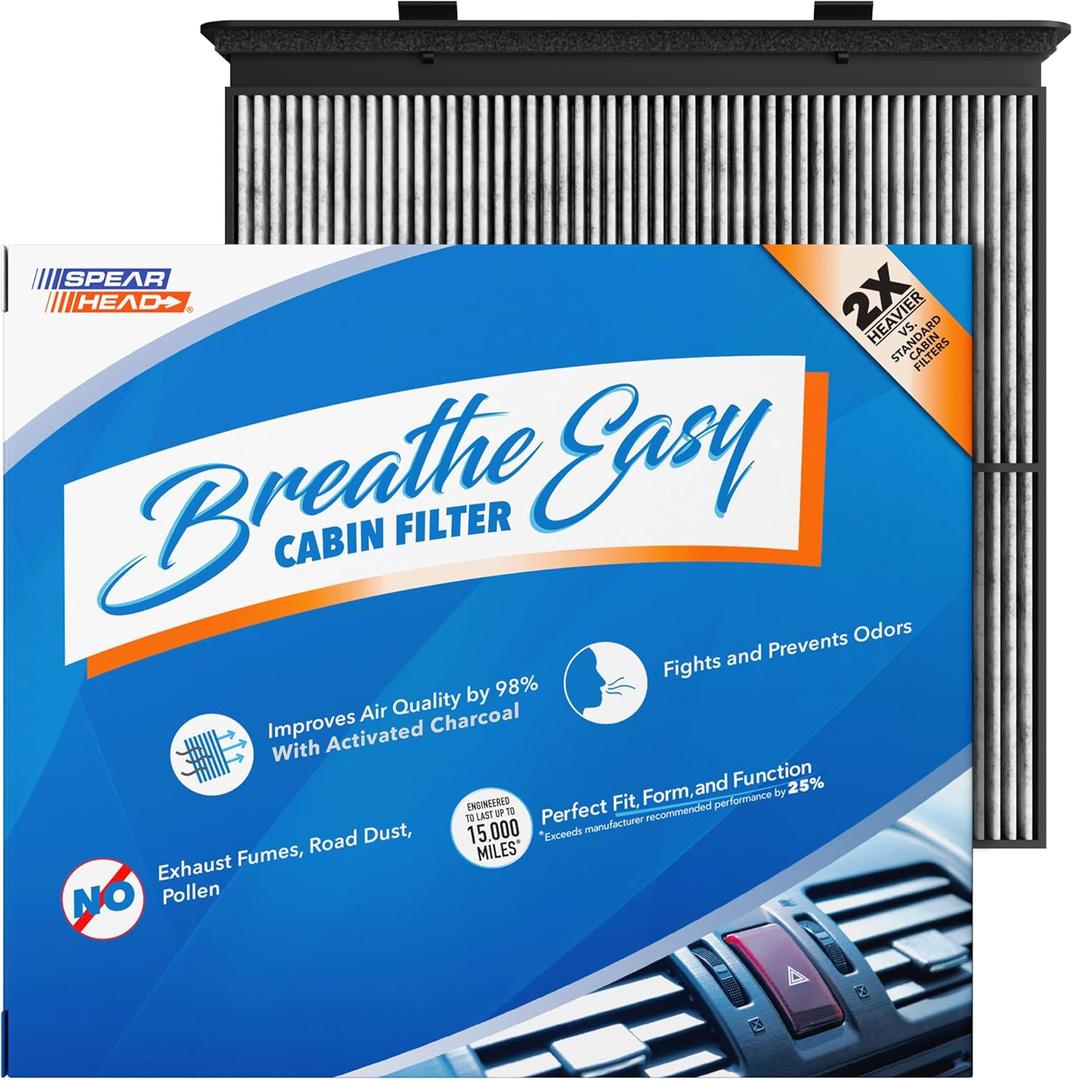 Spearhead Odor Defense Breathe Easy AC & Heater Cabin Filter | Fits 2019-2024 Forester, 2022-2025 WRX Like OEM | Up to 25% Longer Lasting w/Activated Carbon (BE-277)