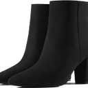 Rollda SUEDI Women's Pointed Toe Ankle Boots Chunky High Heel Ankle Booties Side Zipper Short Boots (11)