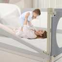 Bed Rail for Toddlers Queen Mattress Size Swing Down Side Rail Guard Rail for Kids