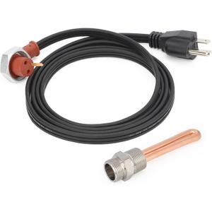 3500043 Engine Block Heater with Cover Cap for Ford, Mercury, Lincoln, International, Caterpillar, Detroit Diesel, Hino, Mack, Nissan, 3/4" NPT Thread / 120 Volts / 1000 Watts