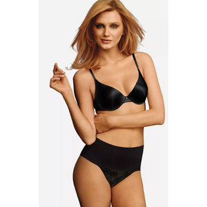 MAIDENFORM No Pinch SHAPING Waistband Black Lace Thong Panties, Size M