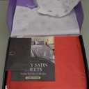 DECOLURE Satin Bed Sheets - 6 Piece Luxury Silky Full Size Bedding Set - Softer Than Silk, Wrinkle-Free with 15 Deep Pocket Fitted Sheet, Perfect for Hair & Skin, Gifts for Women (Red)