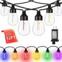 Waterproof and Drop-Proof S14, 6-Color Outdoor Light String dimmable and connectable, LED Retro ransparent Light Bulb, Suitable for Deck Gazebo Tavern Balcony