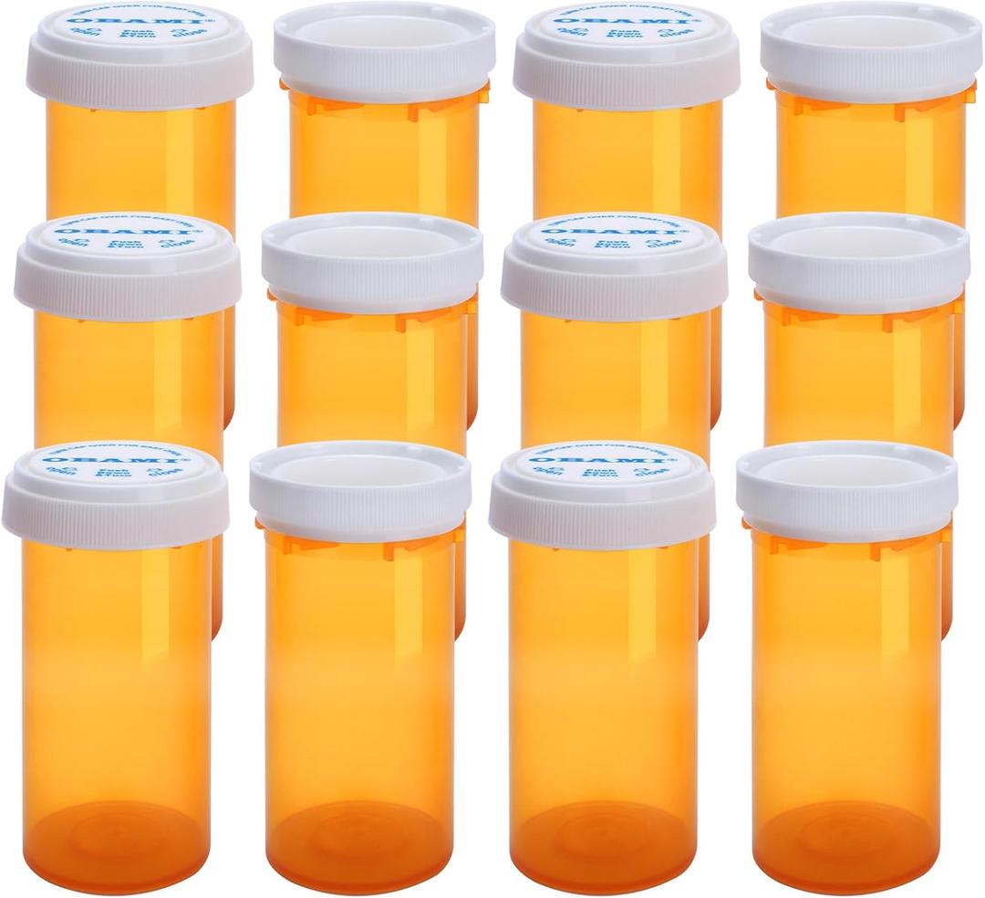 Plastic Empty Pill Bottles with Double Sided Use (Child Resistant & Easy Open) Caps - Medicine Container Pill Case Dispenser Organizers (40 Dram, 12pcs)