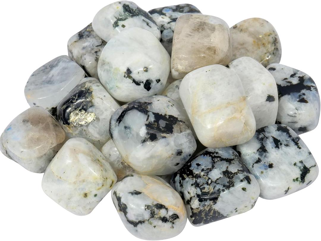 Rainbow Moonstone - 1/2lb Bulk Tumbled Crystals and Stones, Reiki Supplies, Polished Stones, Meditation Tools, Healing Stone, Feng Shui Decor, Gifts for Spiritual People, Tumbled Stones Bulk