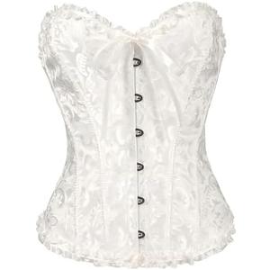 Ebinbum Corset Tops for Women Women's Lace Up Boned Overbust Bustier Lingerie Bodyshaper Top Bodysuit Large