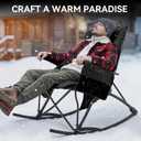 Heated Oversized Rocking Camping Chair Folding Heated Rocking Chair with High Back Padded Outdoor Rocking Chair Heavy Duty Rocker Chair for Camping, Lawn and Patio, Supports Up to 400 lbs,Black, 25 inches x 19.7 inches x 38.3 inches